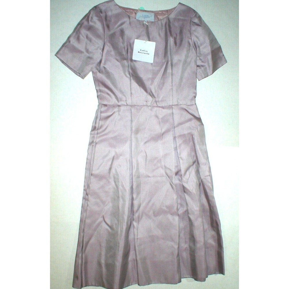 New NWT 8 Womens 44 Luisa Beccaria Silk Dress Designer Italy Pockets Purple Ligh